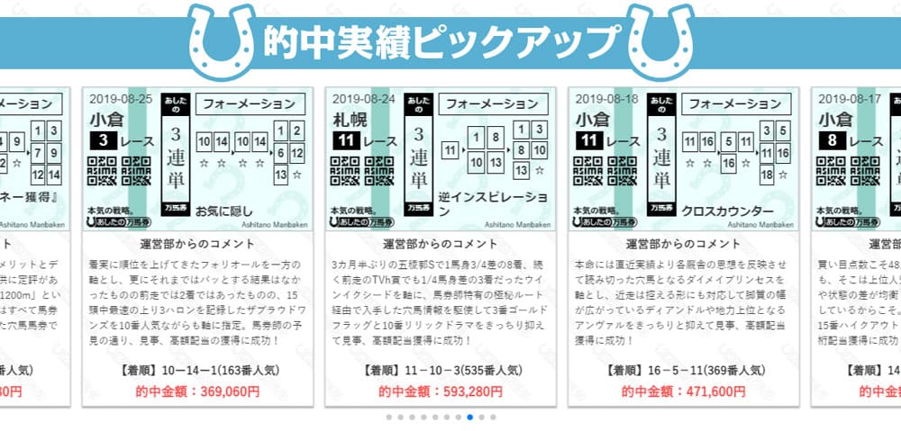 あしたの万馬券の的中実績ピックアップ