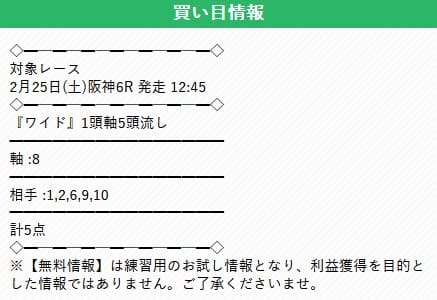 ウマくる　無料情報　買い目