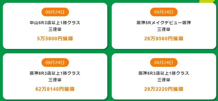 販売していない情報を的中実績に掲載している