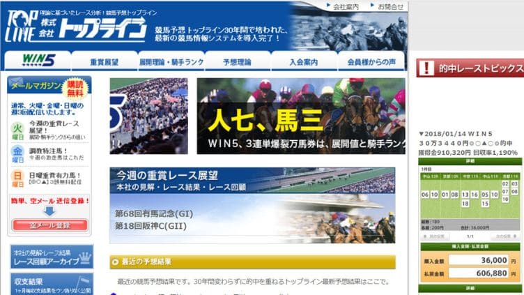 競馬トップラインの口コミ・無料情報・評判・特徴を検証！根拠のない競馬理論でユーザーを騙す悪質競馬サイト！