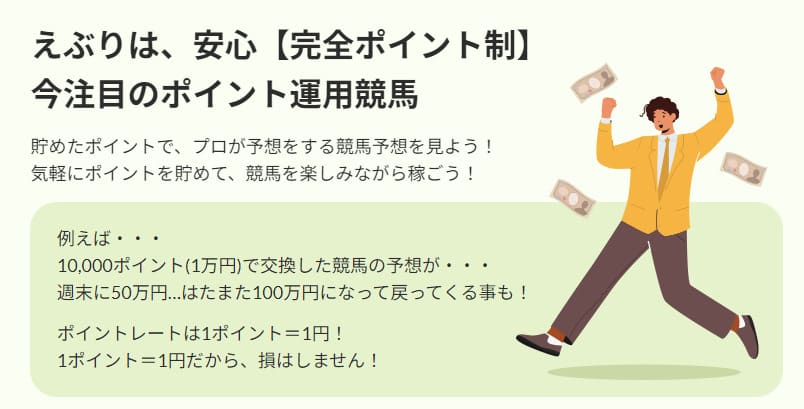 えぶり　1ポイント1円のポイント制を採用